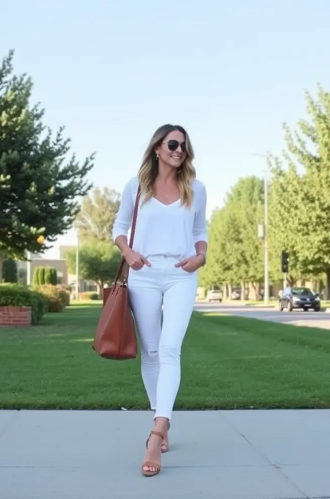 Casual White Outfit Inspiration for Running Errands