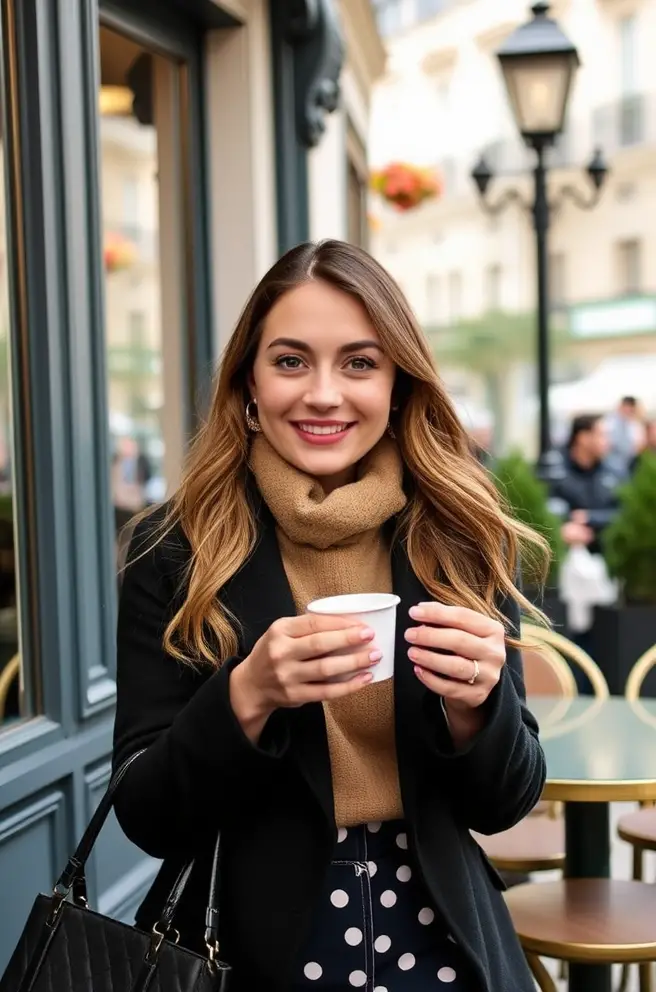 Chic Emily in Paris Outfit Idea for a Cozy Café Date