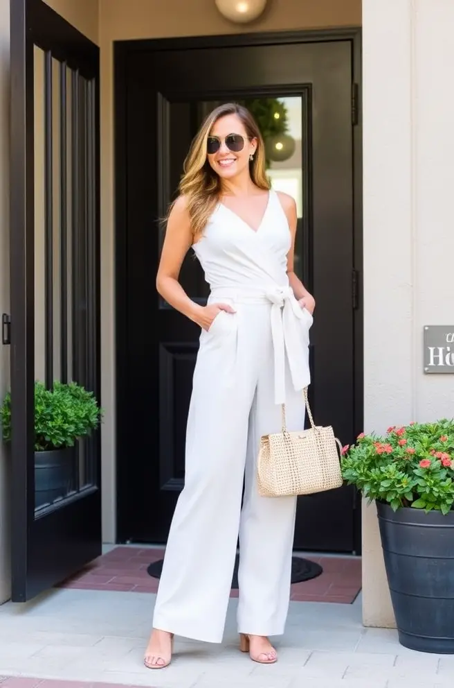 Chic Jumpsuit Outfit Idea Perfect for Trendy Baby Shower Outfits