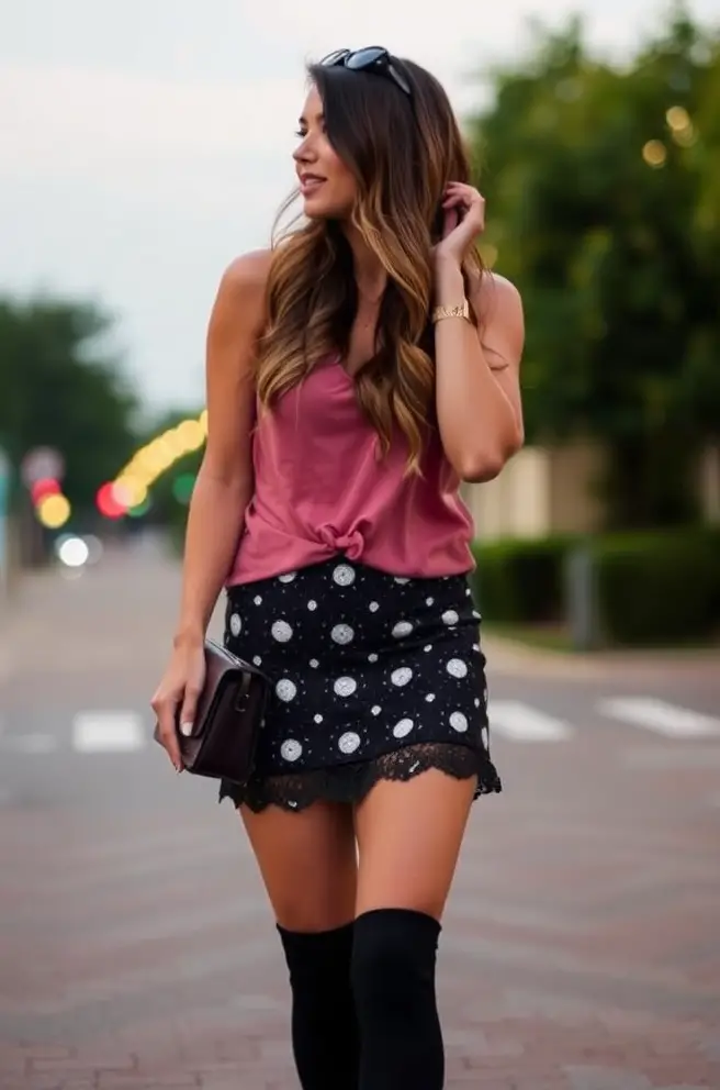 Chic Mini Skirt Outfit Inspiration for an Evening Date