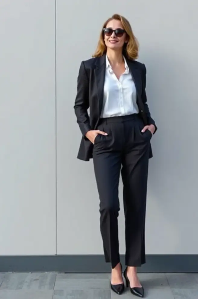 Contemporary Interview Outfit Inspo with High-Waisted Slacks