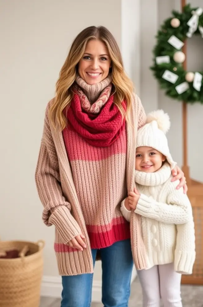 Cozy Family Photo Outfit Idea for Women with Knitwear Options
