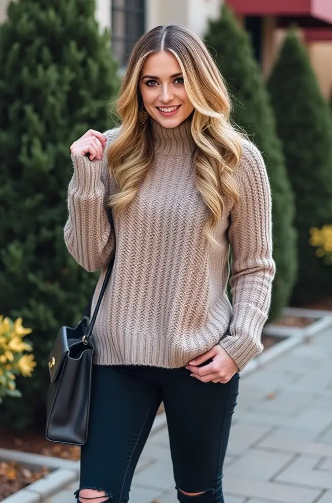 Cozy Knit Sweater Fall Outfit Ideas for Women