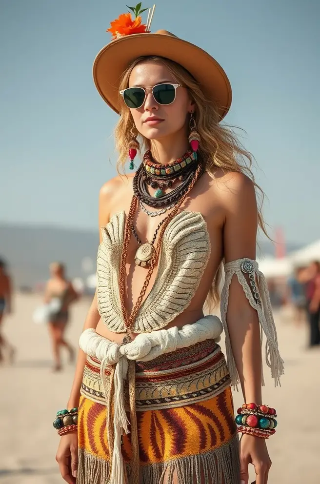 Eclectic Burning Man Outfit Design Incorporating Statement Pieces