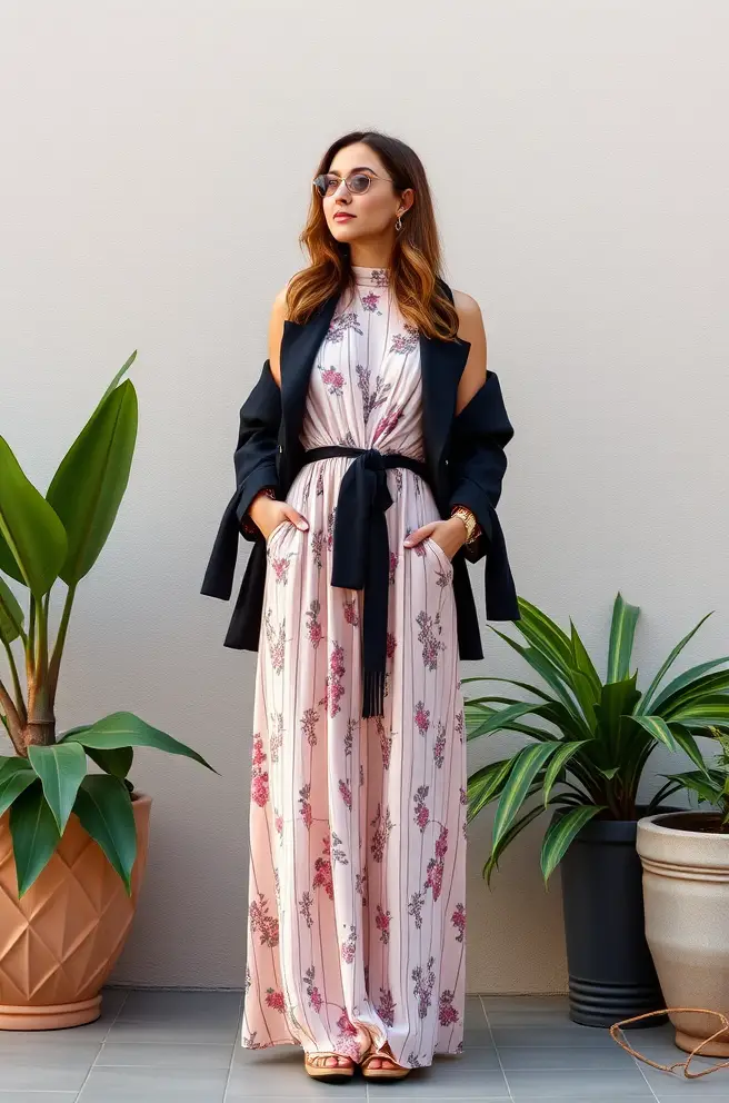 Elegant 90s Outfit Arrangement: The Effortless Maxi Dress