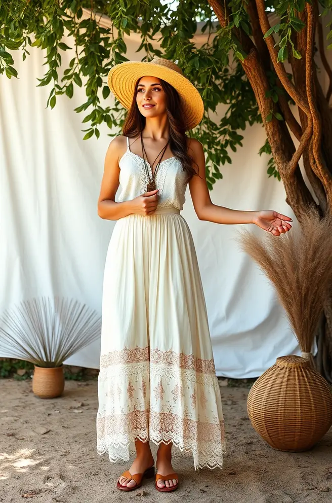 Elegant Hippie Outfit Concept for a Laid-Back Wedding