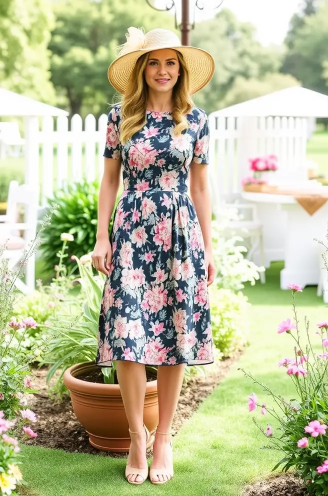 Elegant Tea Party Outfit Idea for a Garden Celebration