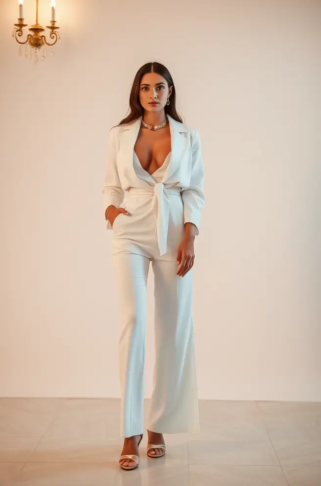 Elegant White Outfit Concept for Evening Events