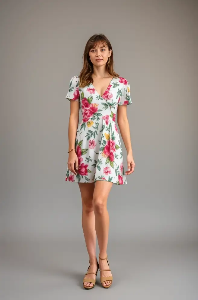 Fashion-Forward 90s Outfit Concept: The Classic Floral Mini Dress