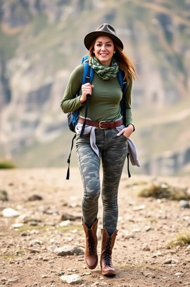 Fashionable Hiking Outfit Idea for Women Who Love to Make a Statement