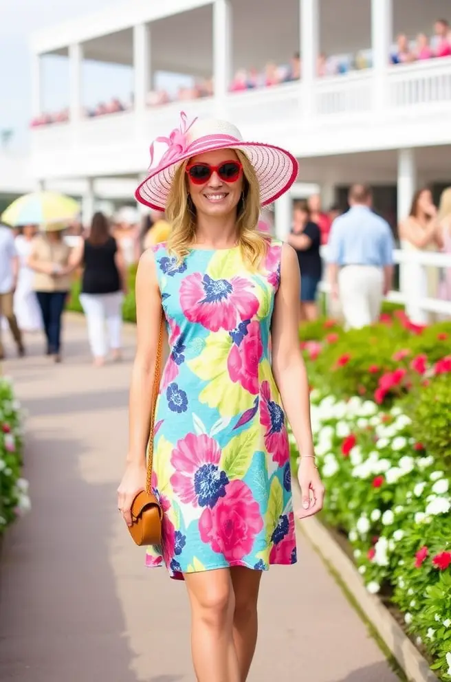 Kentucky Derby Outfit Style: Vibrant Shift Dress for a Fun, Eye-Catching Ensemble