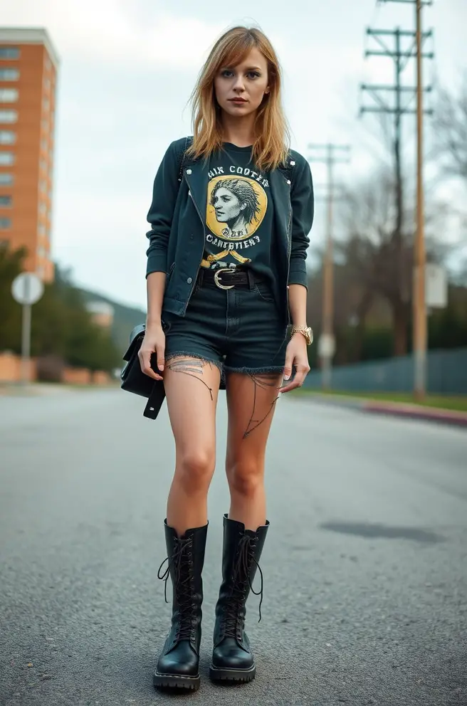 Kurt Cobain Outfit Inspiration Showcasing Combat Boots