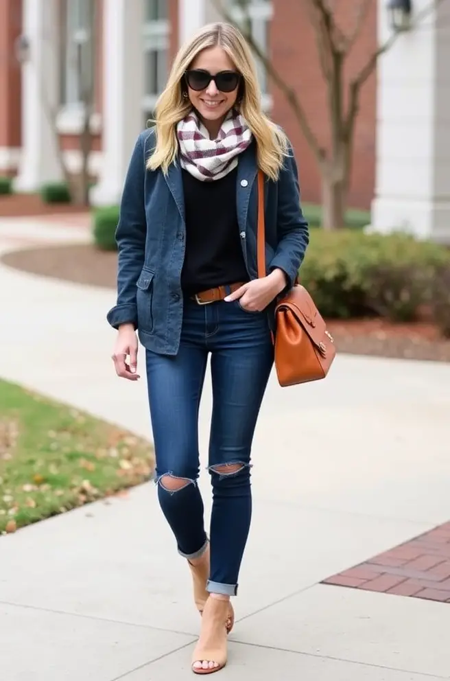 Layered Preppy Outfit Inspiration for Transitional Weather