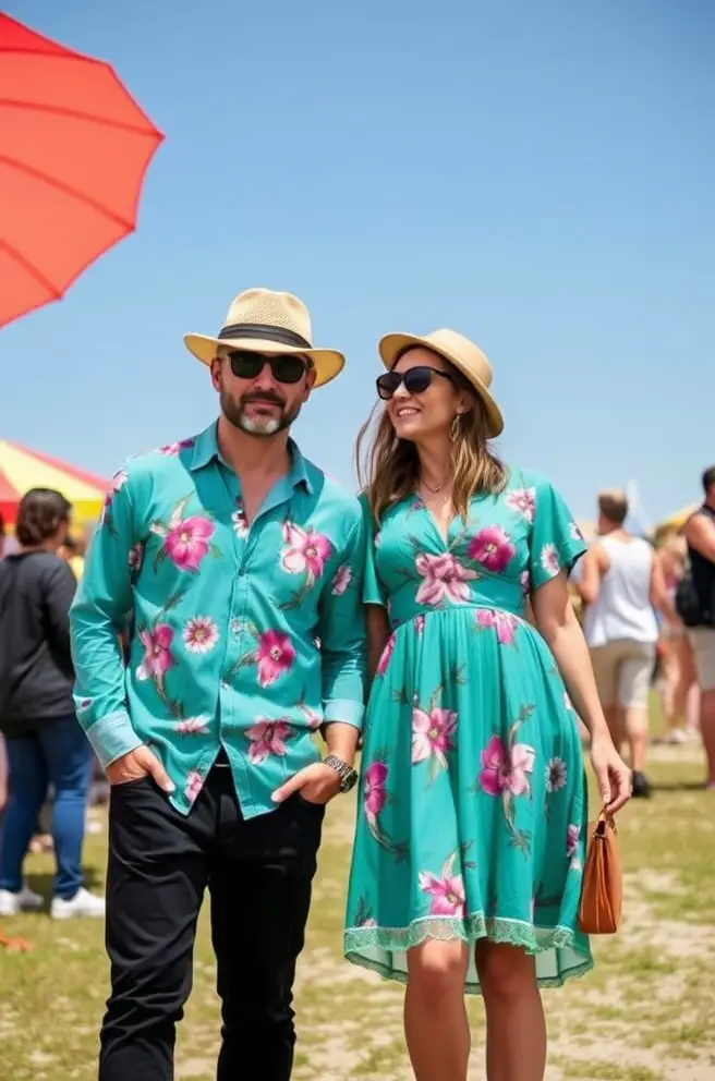 Matching Outfits for Couples: Vibrant Festival Style Outfit Idea