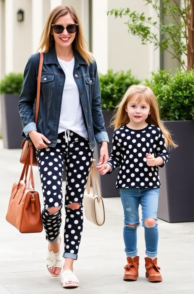 Mom and Daughter Matching Outfits Idea for Casual Weekend Outings