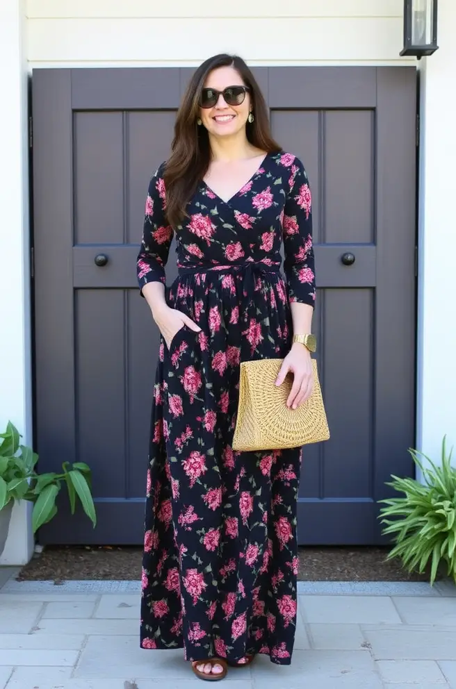 Nanny Outfit Idea: Versatile Maxi Dress Ideal for Transitioning Seasons