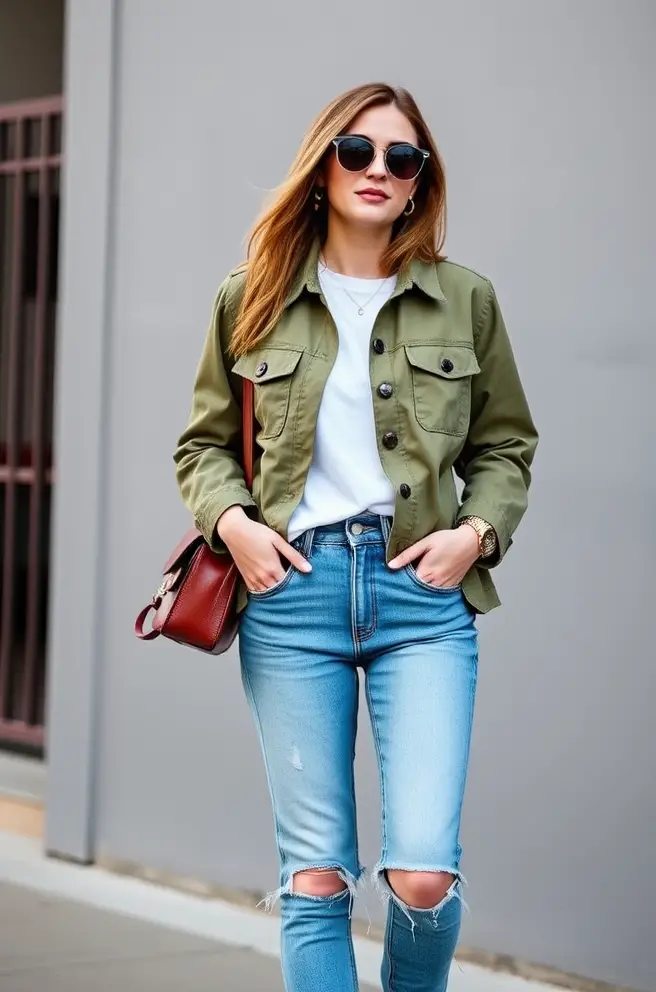 Nanny Outfit Inspiration: Trendy Utility Jacket and Jeans for a Casual Vibe