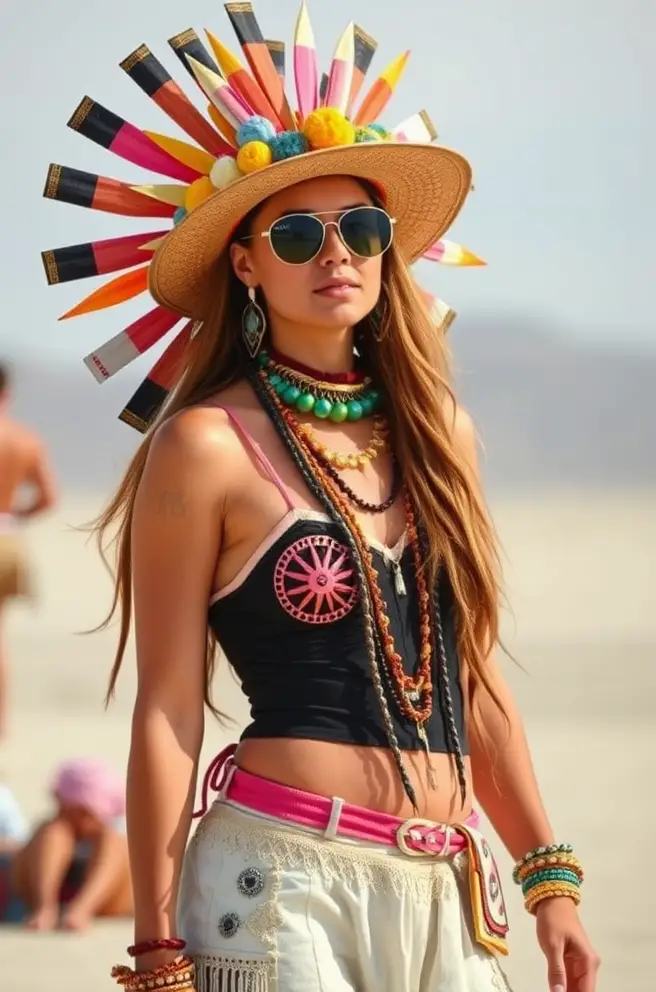 Playful Burning Man Outfit Arrangement for a Fun Festival Look