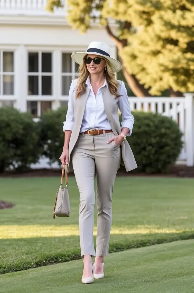 Polished Country Club Outfit Idea with Tailored Pieces