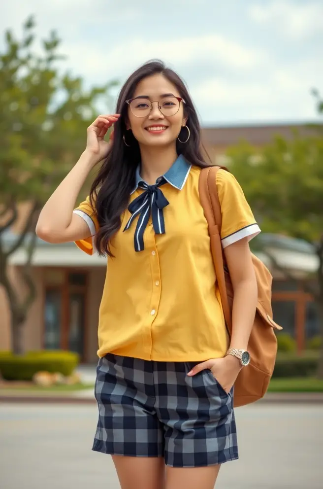 Retro-Inspired Preppy Outfit for School with a Modern Twist