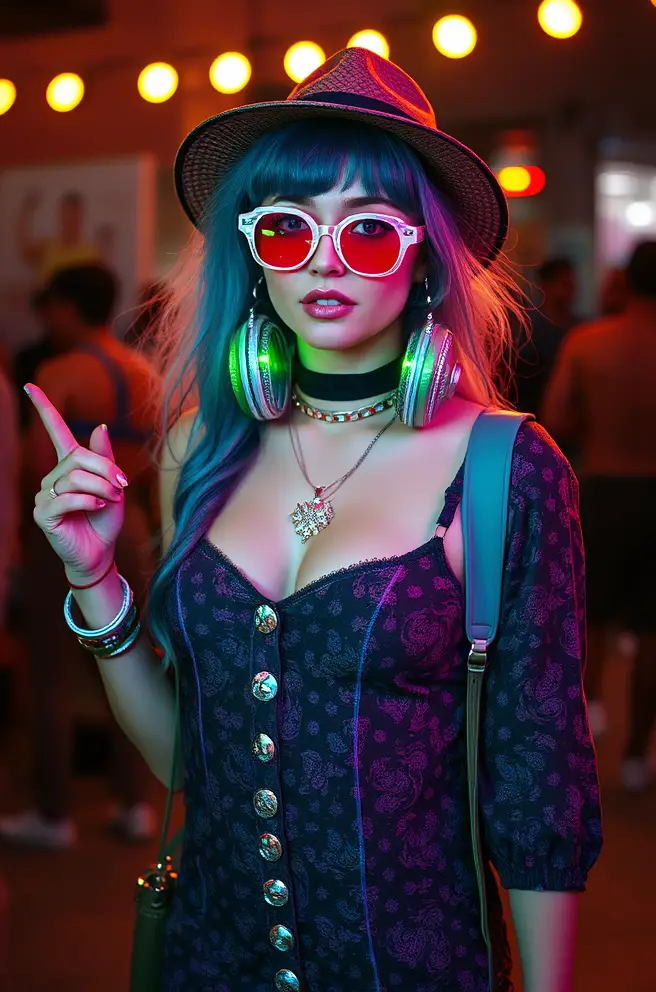 Retro-Inspired Rave Outfit Featuring Vintage Elements