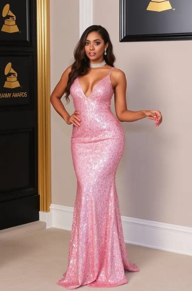 Stunning Grammy Outfit 2024 Idea: Dazzling Sequined Gown