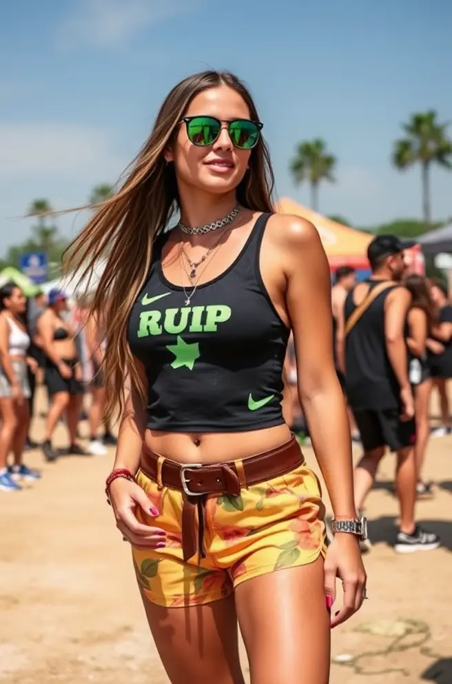 Stylish Rave Outfit Idea for Women: Sportswear Meets Festival Vibe