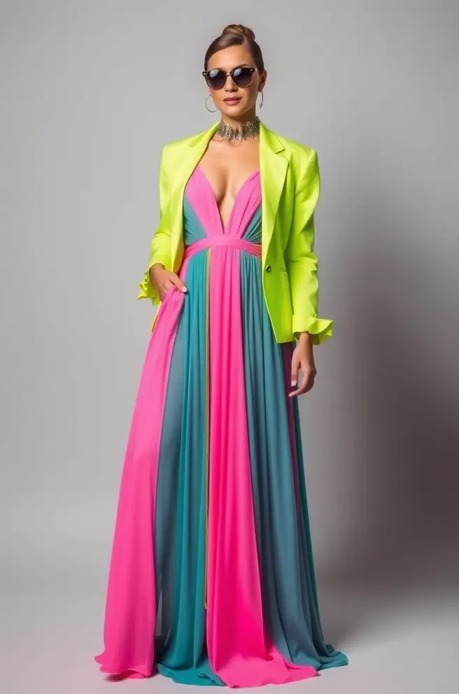 Unique Neon Outfits: A Striking Maxi Dress for Special Occasions