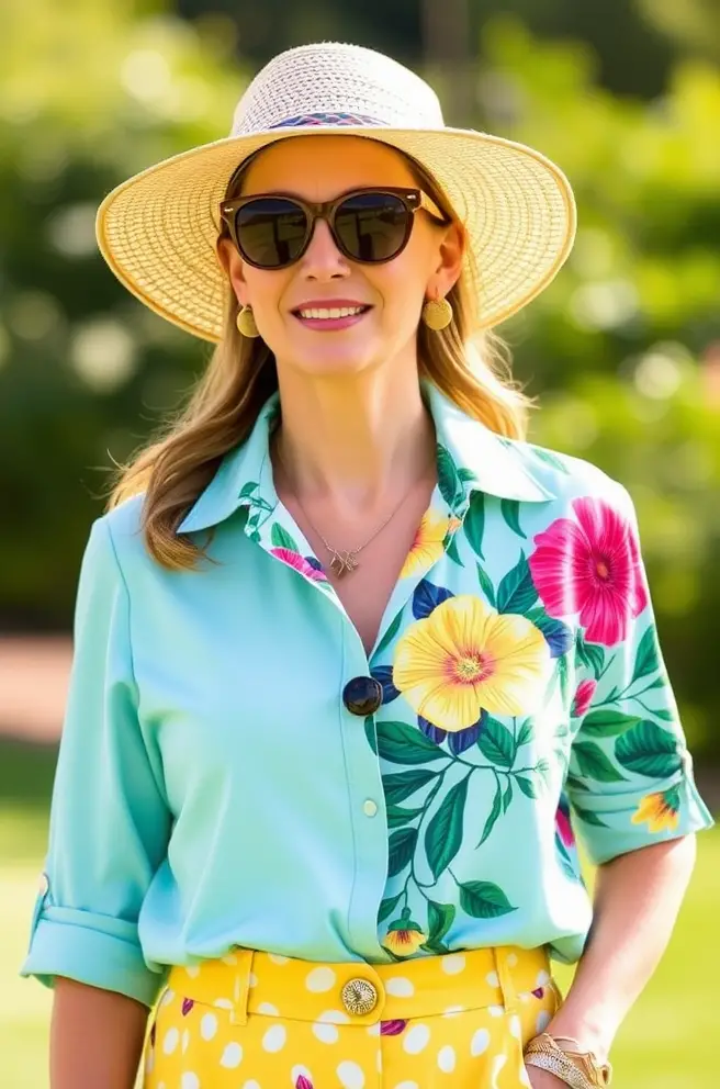 Vibrant Country Club Outfit Idea with Bold Prints