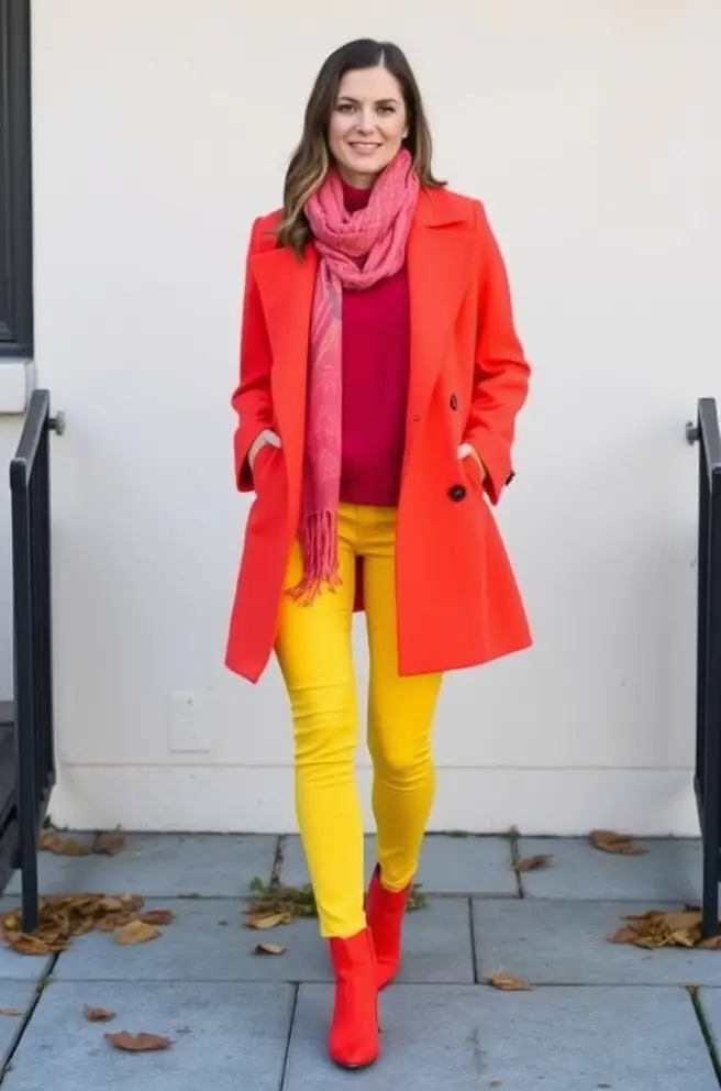 Vibrant Fall Outfit Idea with Bold Color Combinations