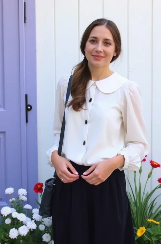 Whimsical Cottagecore Outfit Inspo with a Peter Pan Collar Blouse